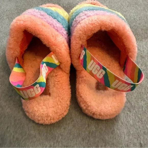 Ugg big kids fluff yeah slide pink multicolor size 5 - Picture 5 of 10
